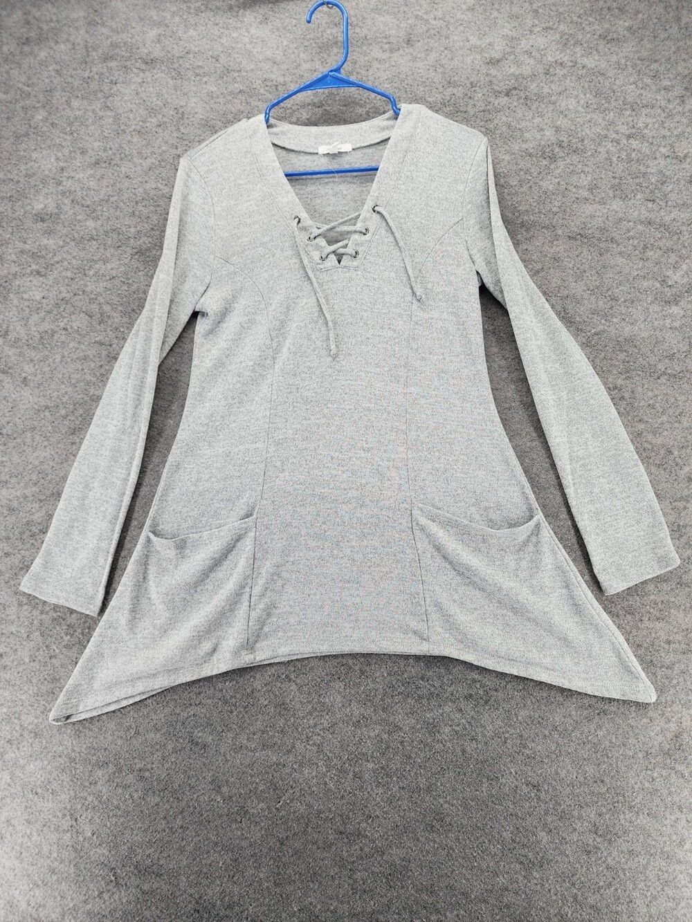 Maurices Shirt Womens Small Gray Lace Up Pockets